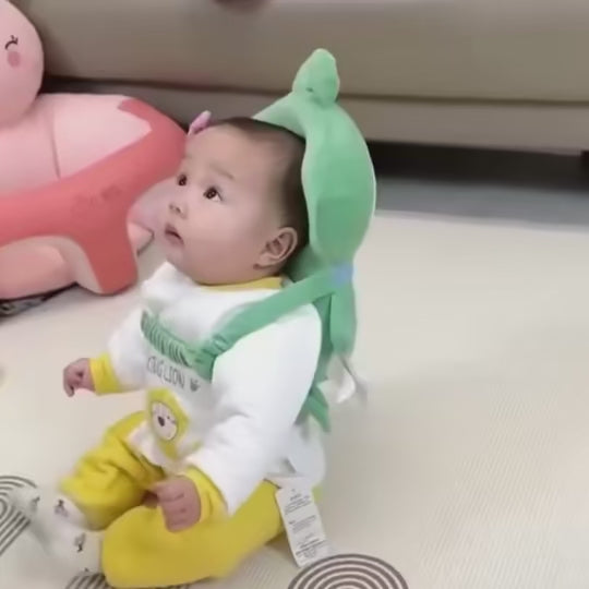 How Snugly baby head protector works - soft cushion demonstration