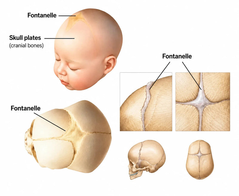 Snugjooy baby head protector shielding a baby's still-forming skull
